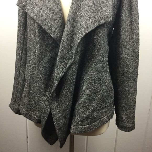 Eileen Fisher Black White Waterfall Cardigan S - Picture 3 of 10